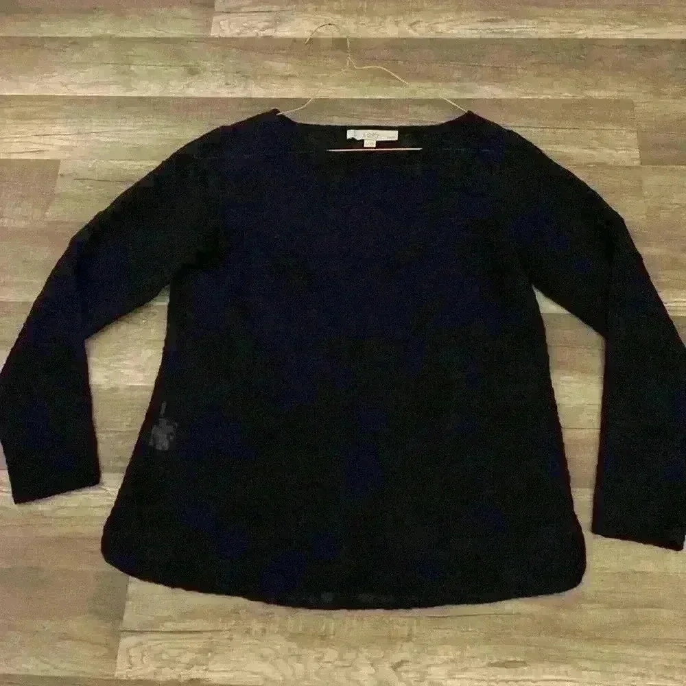 💜 2/$25 Sheer Black XSP/Extra Small Petite Long Sleeve Shirt - Picture 3 of 5